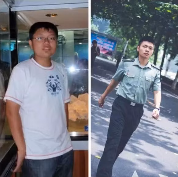 Anh chàng béo ngày nào giờ đã thay đổi hoàn toàn sau khi nhập ngũ.