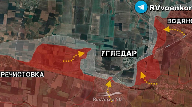 Ở hướng Ugledar, theo nhà quan sát Yuri Podoliaka và DeepState - blog quân sự của Ukraine, vào ngày 22/9, lực lượng tiền phương của Quân đội Nga đã vượt qua sông Kashlagach và các nhánh phía bắc của nó, sau đó chiếm giữ nhiều khu rừng giữa Ugledar và làng Prechistovka ở phía tây. Ảnh: RVvoenkory.