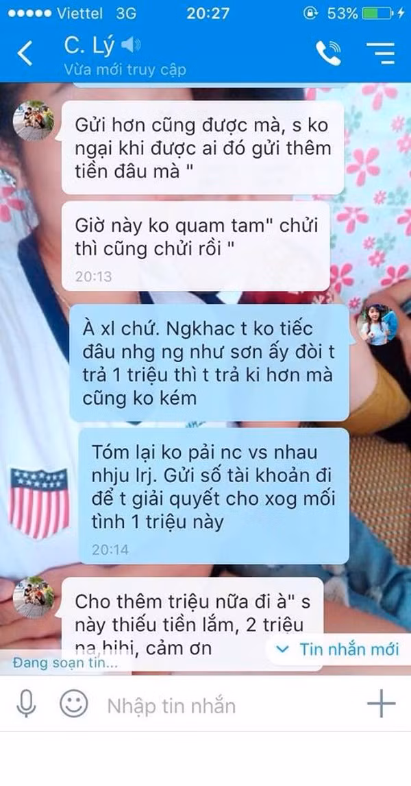Dù đã yêu thật lòng và đối xử khá tốt như vậy nhưng K.K.K vẫn bị bạn trai chê là "người chi li". Hai người chia tay từ một lần cãi nhau khá vu vơ trước dịp sinh nhật của chàng trai kia. Và ngoài tin nhắn đòi lại tình phí đã bỏ ra trong hơn 1 năm yêu, chàng trai đó còn nói rằng bản thân vẫn muốn có quà sinh nhật, cho rằng "có đi phải có lại. Không muốn mình nợ ai và cũng không muốn ai nợ mình". Những lời lẽ này khiến những người nghe câu chuyện do K.K.K đều cảm thấy nực cười, thậm chí còn không hiểu vì sao ở thời đại này lại có một nam thanh niên trơ trẽn đến vậy.