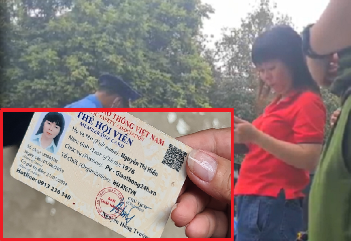 Đến khoảng 12h45, xuất hiện người phụ nữ lạ mặt, tự xưng làm việc tại “Giaothong24h.vn” và rút từ ví ra một chiếc thẻ hội viên của “Hội giao thông Việt Nam”, được in tên Nguyễn Thị Hiền, sinh năm 1976, nhằm xin lực lượng chức năng xử phạt nhẹ cho chiếc xe tải 29H-564.18. Người phụ nữ này còn muốn “kiểm tra” hoạt động tác nghiệp báo chí của một số phóng viên, nhà báo đang phối hợp với lực lượng liên ngành ghi nhận, tuyên truyền hoạt động xử lý xe tải vi phạm tại chốt.