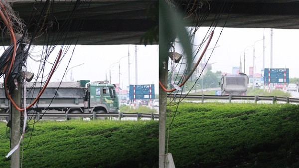 Ông Lê Thành Điểm - Đội trưởng đội TTGT cầu, đường bộ TP.Hà Nội cho biết, tình trạng xe tải có dấu hiệu cơi nới, chở quá tải trọng, xe chở vật liệu xây dựng gây khói bụi ô nhiễm môi trường đang được lãnh đạo Sở Giao thông vận tải Hà Nội rất quan tâm. Các trường hợp dù không chở hàng nhưng phát hiện cơi nới thì tổ công tác vẫn dừng để kiểm tra, xử lý nghiêm theo quy định. (Hình ảnh chiếc xe tải nhanh chóng chuyển hướng, né chốt khi phát hiện lực lượng liên ngành).