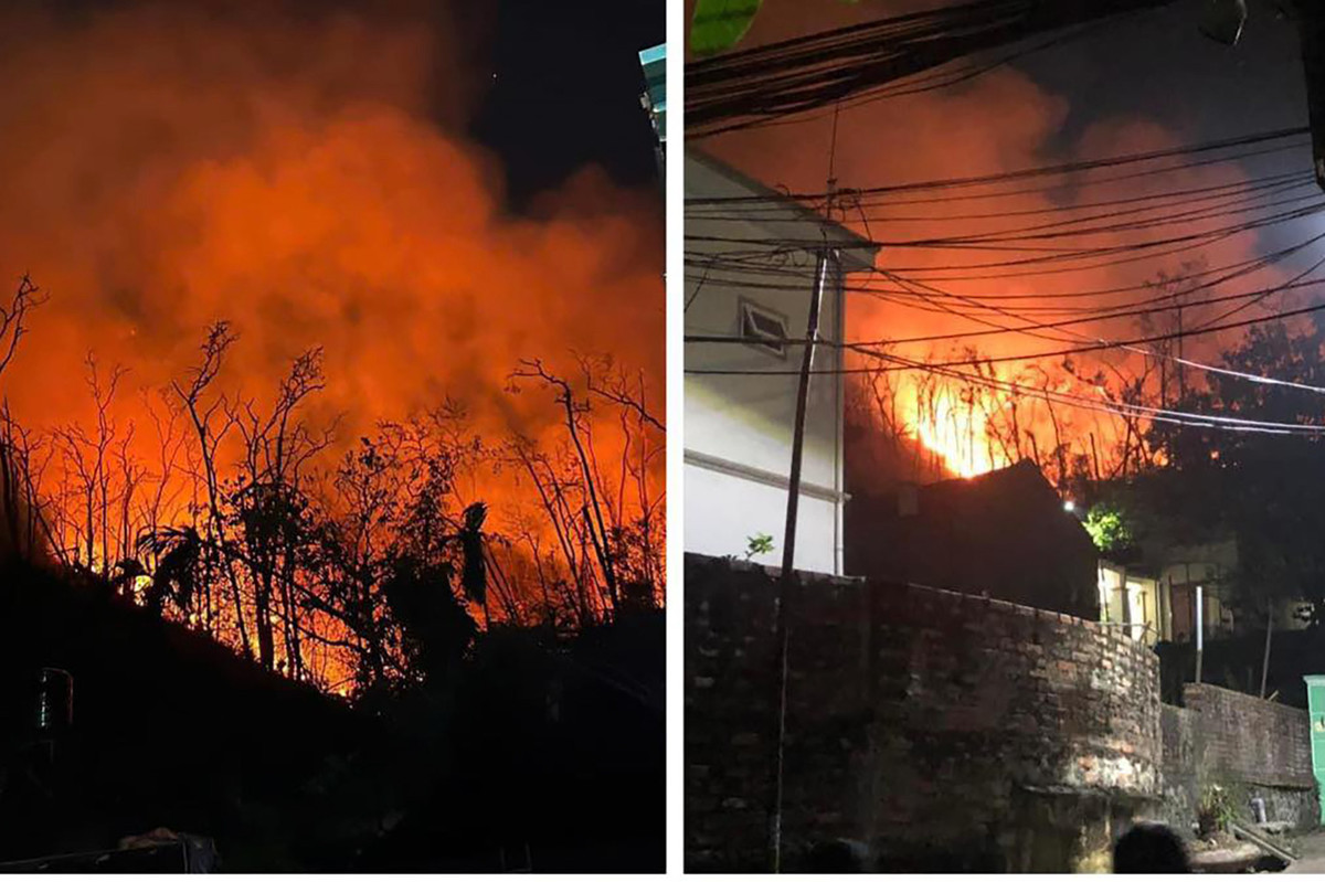 Cháy lớn trong đêm tại đồi cây ở trung tâm TP Hạ Long Chay lon trong dem tai doi cay o trung tam TP Ha Long