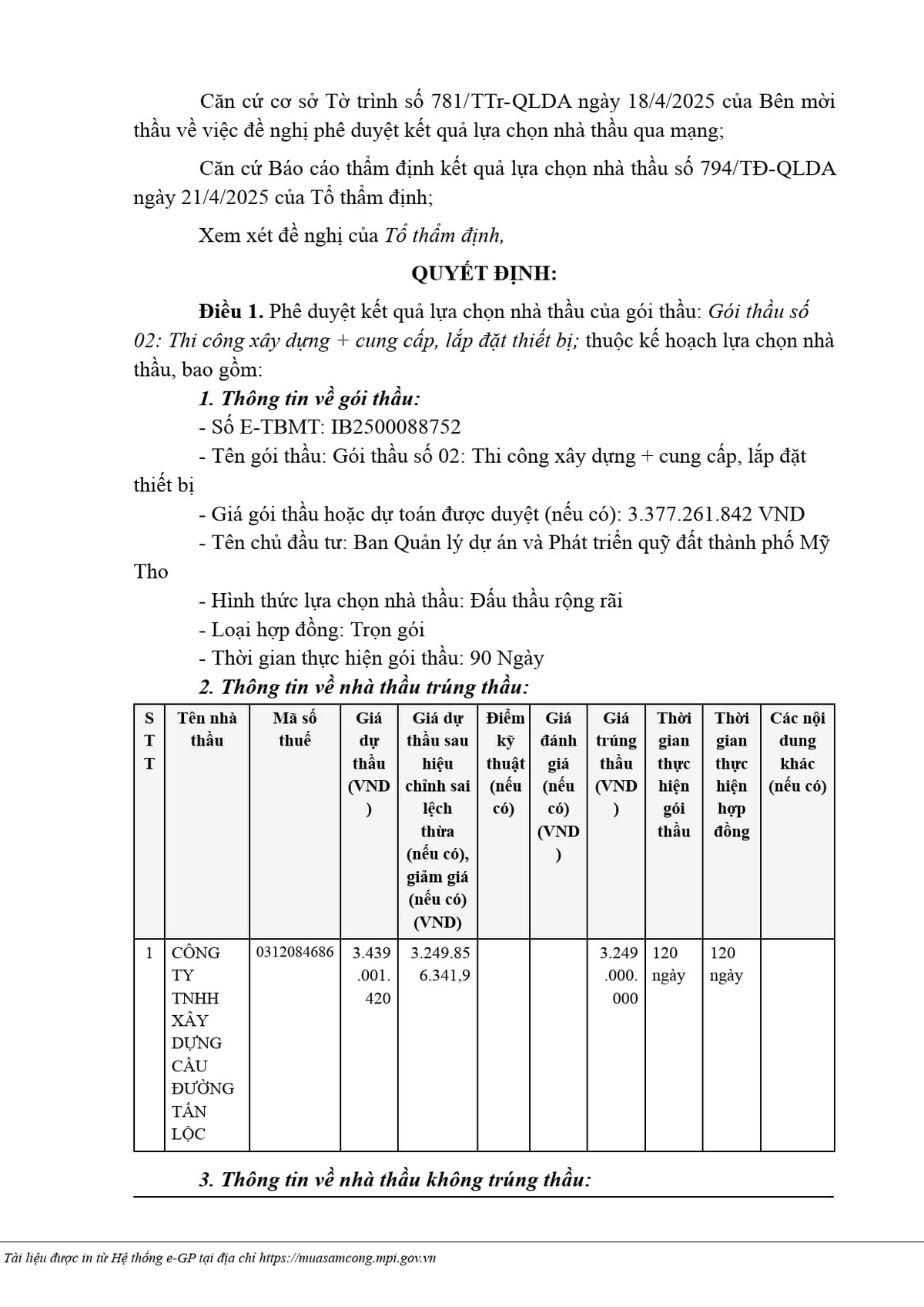 Tien Giang: Cty Tan Loc trung goi thau cai tao tuyen do cheo rach Ba Ngoan