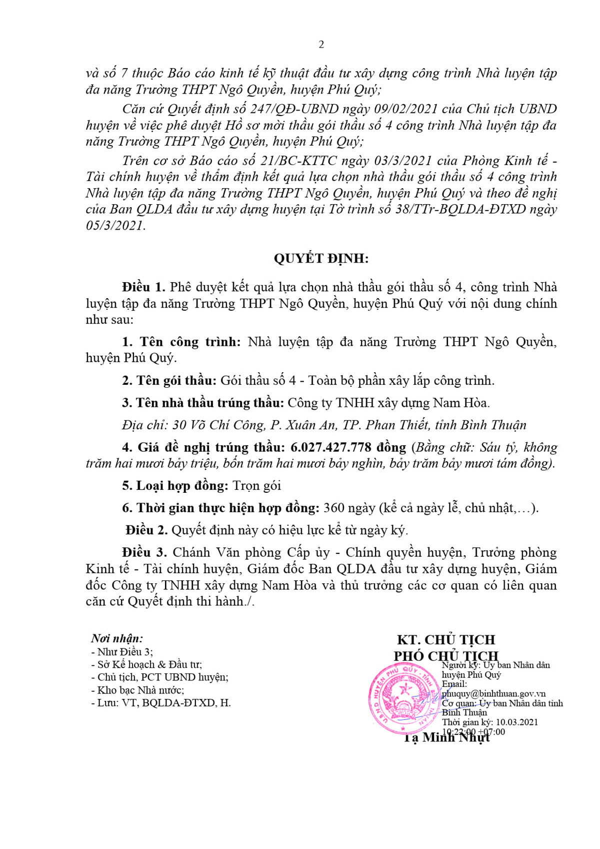 Bình Thuận: Cty Nam Hòa trúng trọn 36 gói thầu tại Ban QLDA huyện Phú Quý Binh Thuan: Cty Nam Hoa trung tron 36 goi thau tai Ban QLDA huyen Phu Quy
