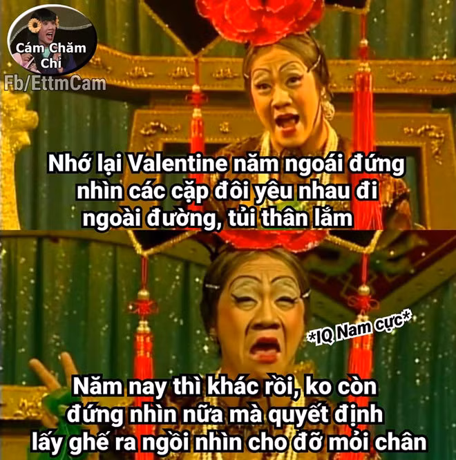 "Va (Valentine) này vẫn giống va xưa. Vẫn chưa có gấu, vẫn cô đơn nhiều". Thời đại khó khăn, muốn tìm người yêu là cả vấn đề. Lễ Tình nhân này chắc lại cô đơn tiếp, phải ngồi nhìn người ta có đôi có cặp. Sao ông trời không công bằng ban người yêu cho mọi người đi? Ảnh: Cám Chăm Chỉ.
