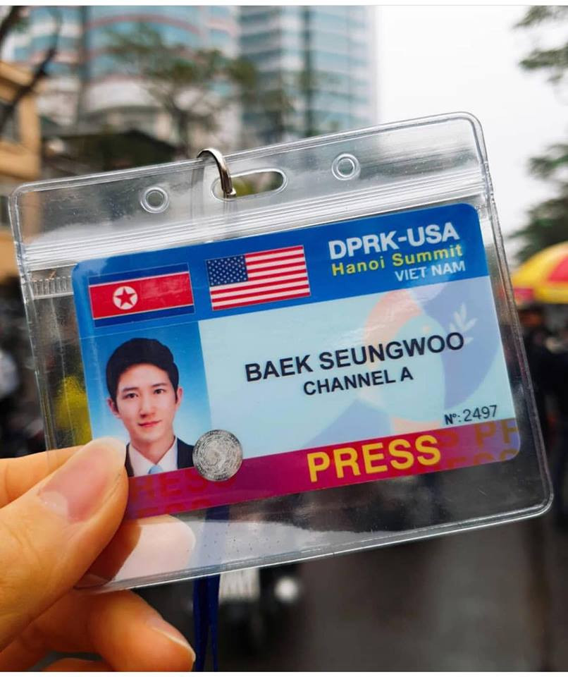 Thẻ báo chí tác nghiệp tại Hội nghị Thượng đỉnh Mỹ-Triều được Baek Seung-woo up lên Instagram cá nhân.