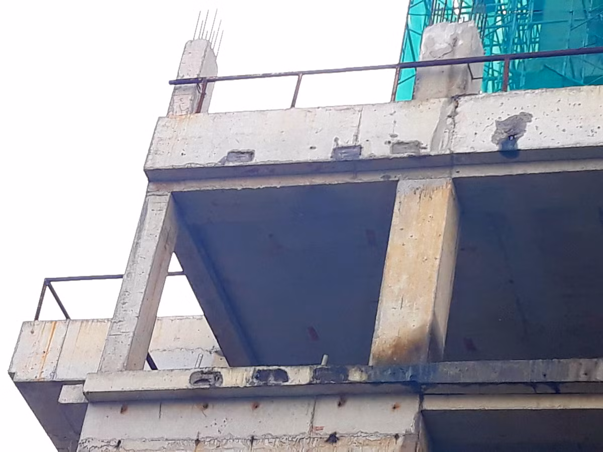 Khu vực có nước rò rỉ gây ẩm và rêu mốc.