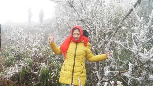 Ai cũng muốn ghi lại hình ảnh băng tuyết ở Lào Cai.