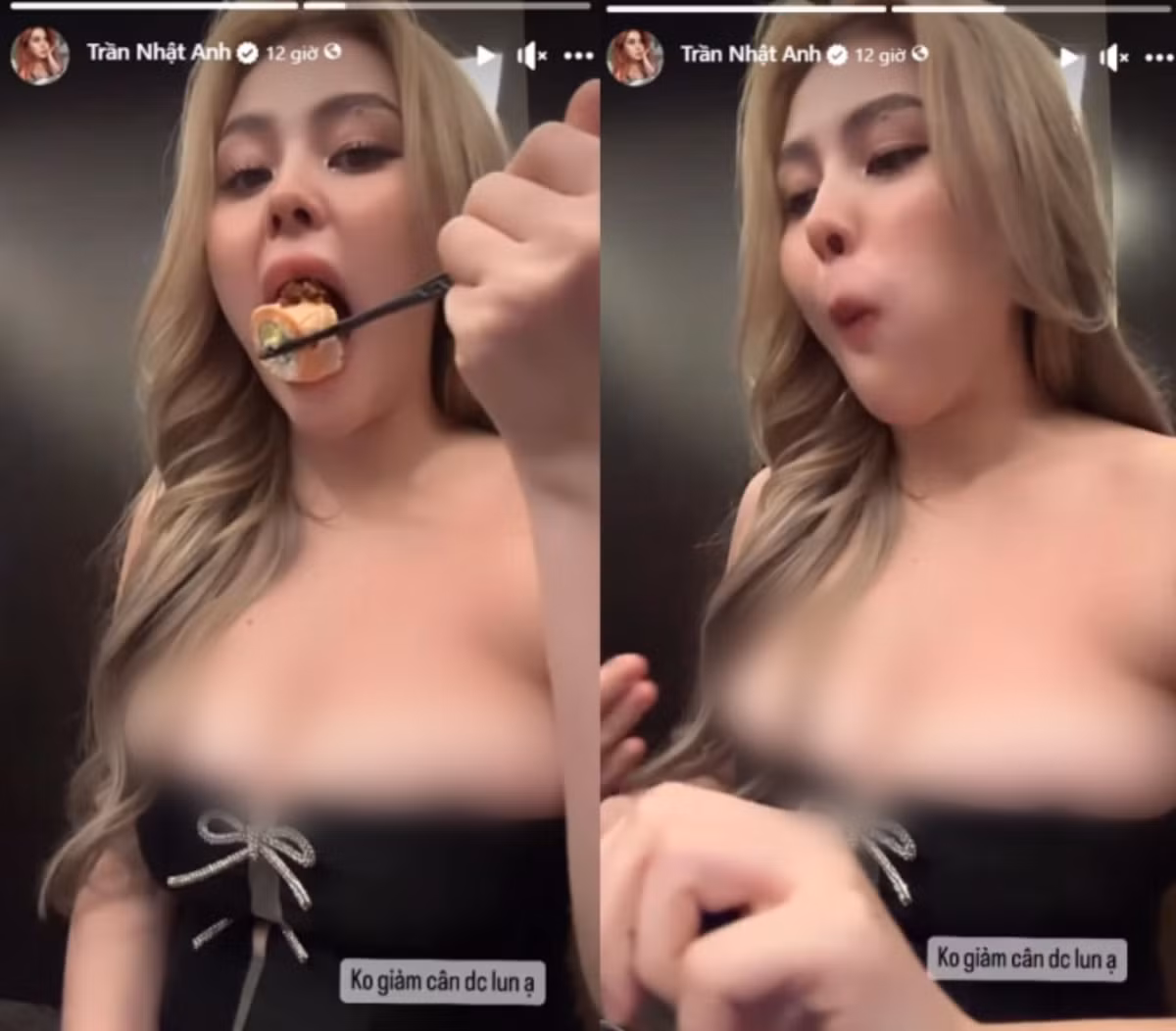 Mới đây, Sunna lại khiến nhiều người cảm thấy lo ngại cho cô khi đăng ảnh đi ăn thoải mái. Cô diện chiếc áo quá o ép vòng 1.