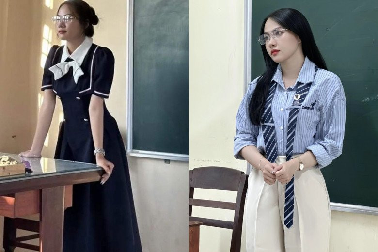 Phong cách thời trang của cô giáo Vẹn Trần thật đa dạng, từ chiếc áo dài dịu dàng và thướt tha đến quần ống rộng, áo khoác blazer, áo sơ mi và giày cao gót.