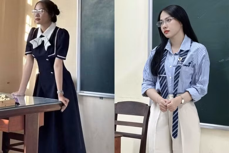 Phong cách thời trang của cô giáo Vẹn Trần thật đa dạng, từ chiếc áo dài dịu dàng và thướt tha đến quần ống rộng, áo khoác blazer, áo sơ mi và giày cao gót.