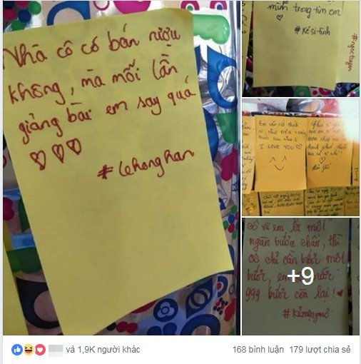 "Nhà cô có bán rượu không, mà mỗi lần giảng bài em say quá", một lời chúc ngộ nghĩnh đáng yêu của học sinh dành tặng cô. Ảnh: Tổng hợp