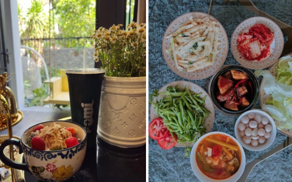 Bà xã Minh Nhựa thường xuyên vào bếp nấu nướng để chuẩn bị những món ăn ngon cho chồng con.