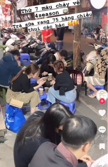 Có lẽ vì sự độc đáo ở hình thức mà giới trẻ Hà thành mấy ngày qua xếp hàng, chờ đợi để được thưởng thức. Ảnh chụp màn hình: @4season