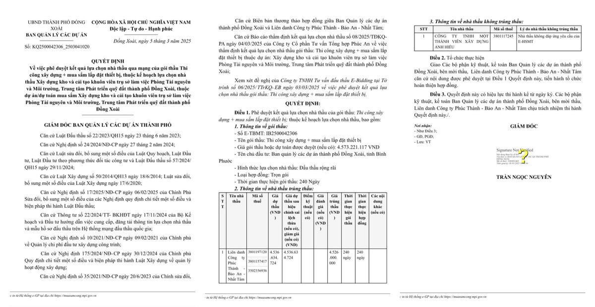 Liên danh Phúc Thành - Bảo An - Nhất Tâm trúng gói cải tạo Phòng TN&MT Đồng Xoài Lien danh Phuc Thanh - Bao An - Nhat Tam trung goi cai tao Phong TN&MT Dong Xoai