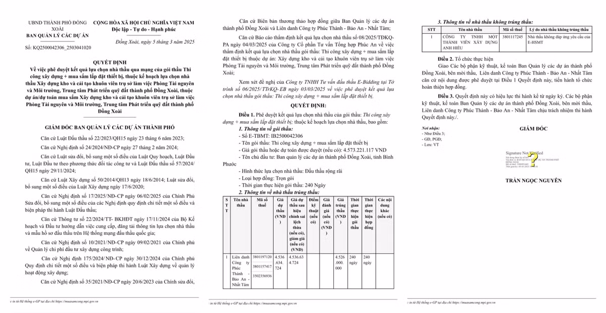 Lien danh Phuc Thanh - Bao An - Nhat Tam trung goi cai tao Phong TN&MT Dong Xoai