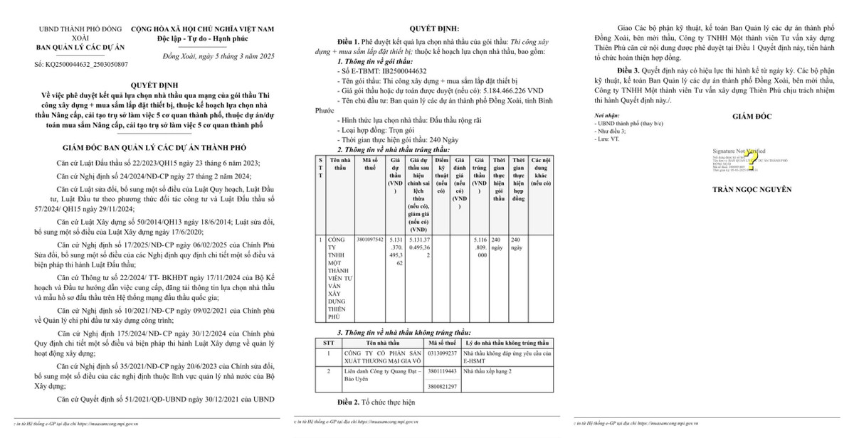 Binh Phuoc: Goi thau cai tao tru so lam viec 5 co quan thanh pho ve tay ai?