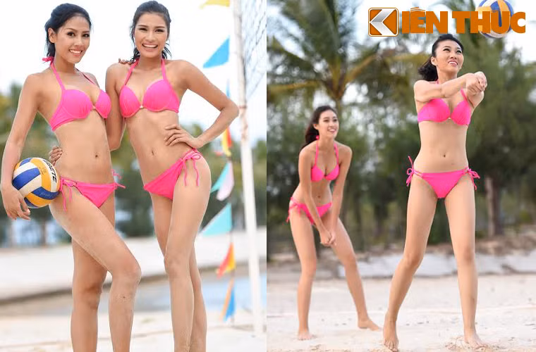 Vóc dáng nuột nà của thí sinh Hoa hậu Hoàn vũ Việt trên bãi biển.