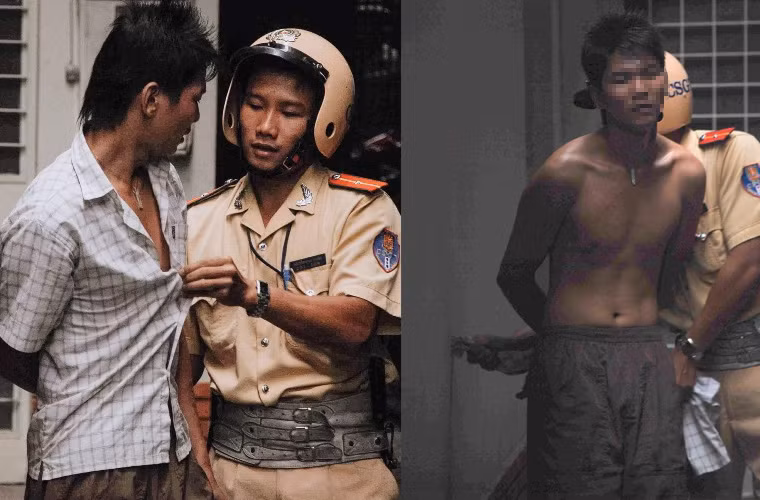 Trước những lời lẽ đầy tình người cũng như sự cương quyết của thiếu úy CSGT 23 tuổi, tên cướp đã được thuyết phục, bỏ dao xuống và đưa 2 tay để CSGT khống chế bàn giao công an địa phương. (Ảnh Dave MacMillan)