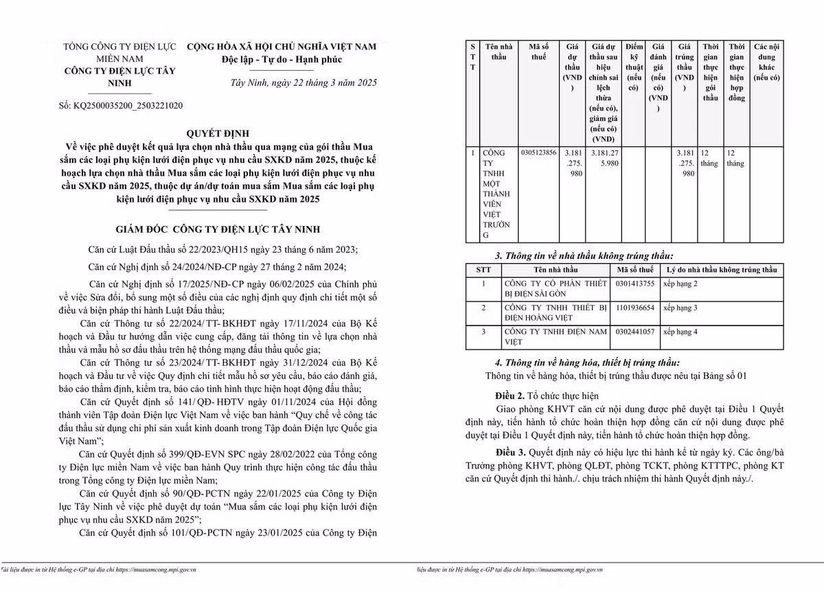 Điện lực Tây Ninh: Biết gì về nhà thầu vừa trúng gói mua sắm phụ kiện lưới điện? Dien luc Tay Ninh: Biet gi ve nha thau vua trung goi mua sam phu kien luoi dien?