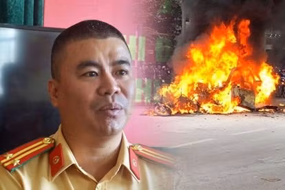 "Thấy vậy, tôi đã hô hoán người dân rồi lao vào kéo tài xế Grab khỏi nơi nguy hiểm. Thời điểm kéo được tài xế Grab ra ngoài, chân phải của tài xế này vẫn đang bốc cháy. Khi đã đưa tài xế đến nơi an toàn, tôi đã hô hoán người dân lấy bình cứu hỏa để dập tắt đám cháy...", trung tá Thái kể.