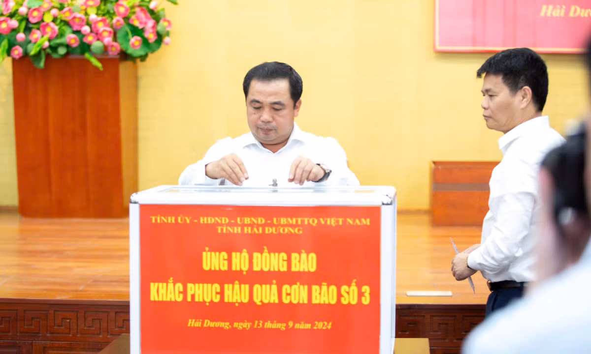 Hai Duong phat dong ung ho khac phuc hau qua bao so 3 Yagi