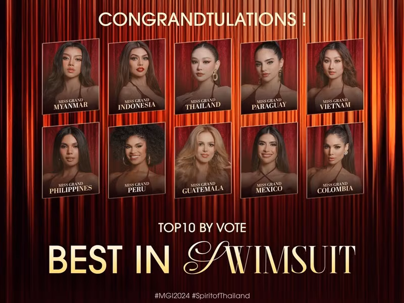 Ở giải Best In Swimsuit, Quế Anh lọt top 10 do khán giả bình chọn. Ảnh: FB Miss Grand International.