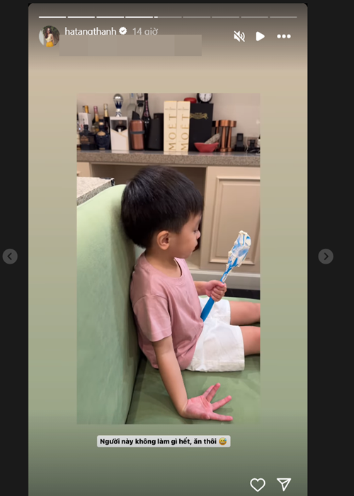 Hà Tăng hài hước chia sẻ bé Mason "không làm gì hết, ăn thôi".