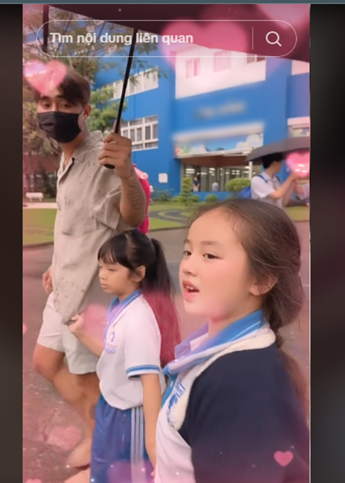 Nam rapper đưa đón các con đến trường, đi mua sắm, du lịch. Ảnh: TikTok Bảo Ngọc.