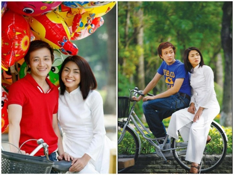 Tăng Thanh Hà và Lương Mạnh Hải vào vai đôi tình nhân trong phim Bỗng dưng muốn khóc và Đẹp từng centimet. Ảnh: Màn Ảnh Sân Khấu.