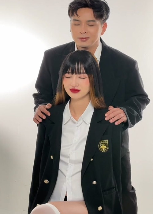 Vòng hai của vợ Hồ Quang Hiếu trông nhô cao khiến nhiều cư dân mạng đoán già đoán non cô đang mang bầu. Ảnh: TikTok Tuệ Như.