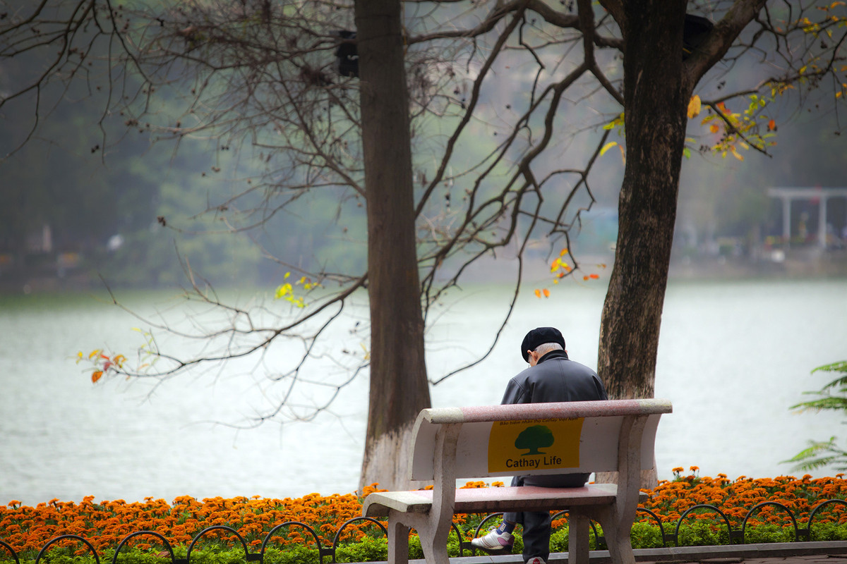 Mùa đông thi vị nhất vào mỗi buổi sáng thức dậy hoặc những khi chiều về. Nhiệt độ xuống thấp, nhìn ra ngoài trời thấy bàng bạc một màu trắng, gió thổi những chiếc lá rụng vàng sẫm lăn loẹt xoẹt trên đường. Càng lúc dòng người đi lại càng có vẻ vội vã hơn như để chạy trốn cái lạnh luồn qua lần áo chưa thật dày, ấm. Ảnh: Phạm Quốc Dũng.