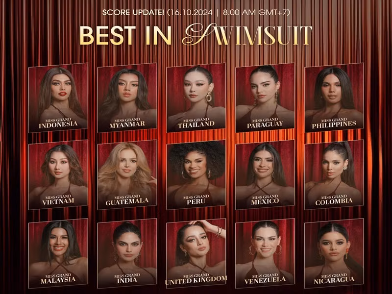 Quế Anh còn tạm lọt top 15 thí sinh có lượng bình chọn cao nhất ở giải Best In Swimsuit. Ảnh: FB Miss Grand International.