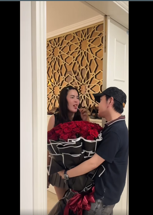 Mới đây, Vũ Luân giả bộ quên tặng quà cho Phương Lê nhân ngày Phụ nữ Việt Nam 20/10. Ảnh: FB Phương Lê.