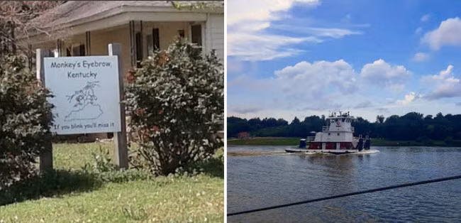 Monkey's Eyebrow, Kentucky: Sông Ohio chạy qua thị trấn này có hình dạng giống như con khỉ và thị trấn được coi là lông mày của con vật này.