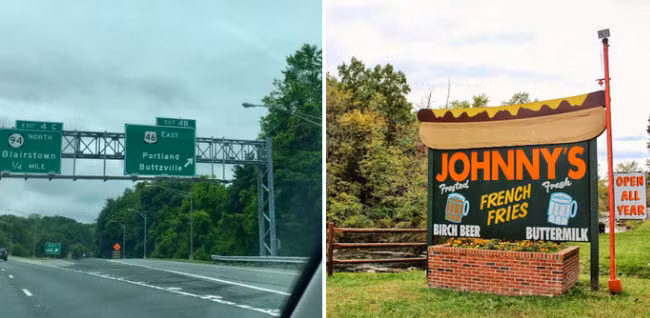 Buttzville, New Jersey: Thị trấn được đặt tên theo người sáng lập Michael Robert Buttz vào năm 1839.