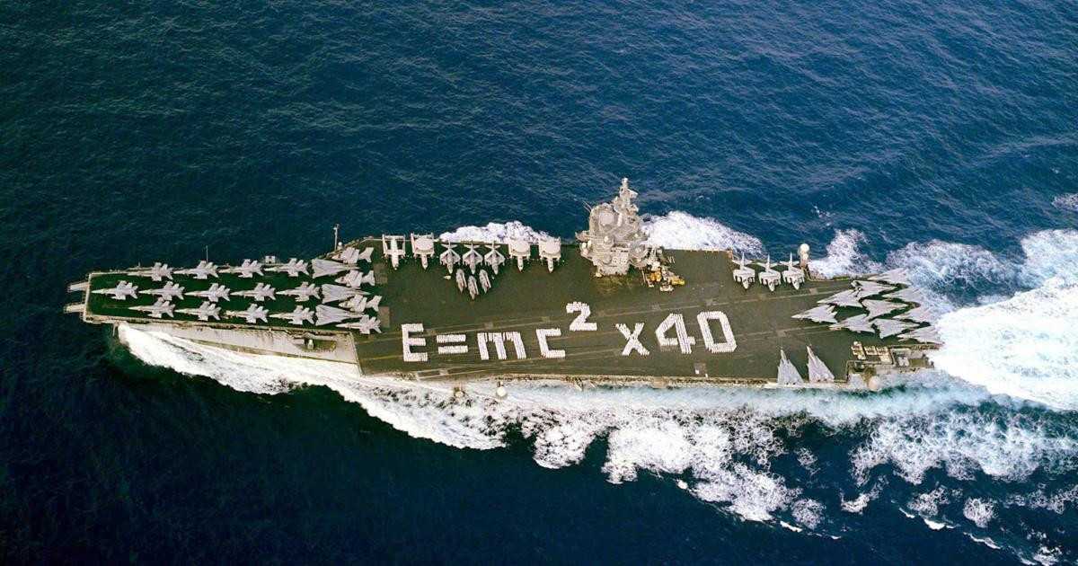 Cuối cùng là tàu sân bay USS Enterprise của Mỹ, là tàu sân bay chạy bằng năng lượng hạt nhân đầu tiên. Với chiều dài 342 m, đây là chiếc tàu hải quân dài nhất từng được đóng; tàu có lượng choán nước 94.800 tấn, là chiếc tàu sân bay nặng thứ 12, sau mười tàu sân bay lớp Nimitz và chiếc USS Gerald R. Ford. Enterprise có một thủy thủ đoàn khoảng 4.600 người.