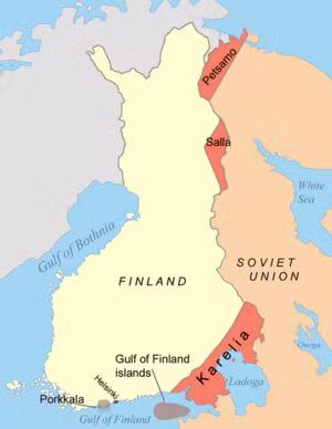Phần Lan cũng bị tổn thất nặng nề, chỉ giữ được chủ quyền quốc gia nhưng mất Karelia, bao gồm thành phố lớn thứ hai của Phần Lan là Vyborg, 10% diện tích đất canh tác và 1/5 sản lượng công nghiệp của Phần Lan.
