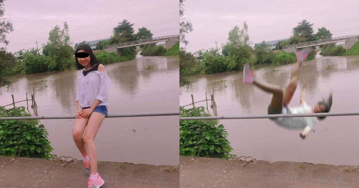 Cũng chỉ muốn có bức ảnh đẹp thôi mà cô gái lại gặp phải tai nạn không ngờ. Ảnh: Tổng hợp