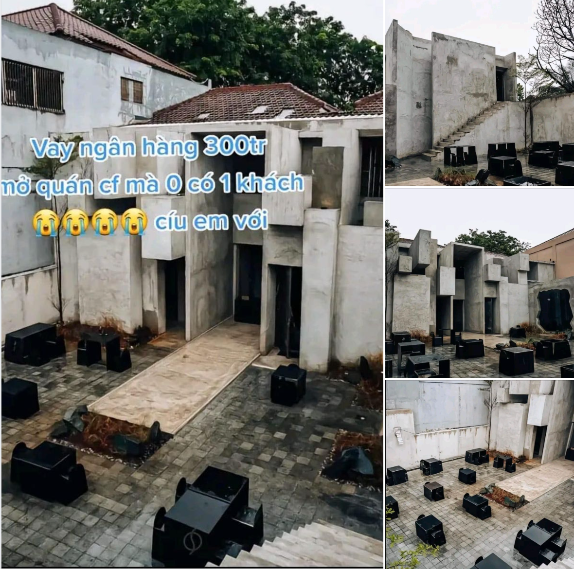 Mới đây, những hình ảnh về một quán cà phê có tông đen xám đang khiến netizen tò mò. Ngay phần tiêu đề, chủ nhân bài đăng chia sẻ đầu tư gần 300 triệu làm quán cà phê nhưng cái kết trái ngược.