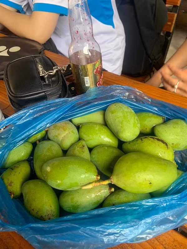 Vô vàn những chiêu trò được các bạn trẻ nghĩ ra để thưởng thức được loại quả nhìn thôi đã "ứa nước miếng" vì thèm. Ảnh: Lang Thang Hà Nội