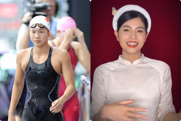 Trước đó khoảnh khắc Ánh Viên quay trend biến hình, diện áo dài truyền thống màu trắng cũng nhận về sự quan tâm cực lớn.