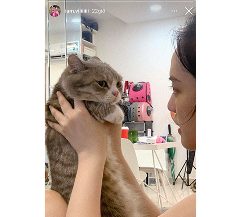 Thi thoảng Thúy Vi chia sẻ khoảnh khắc tập luyện đổ mồ hôi, hay chơi với thú cưng, lộ hình ảnh hiếm hoi khoe cận dung nhan.