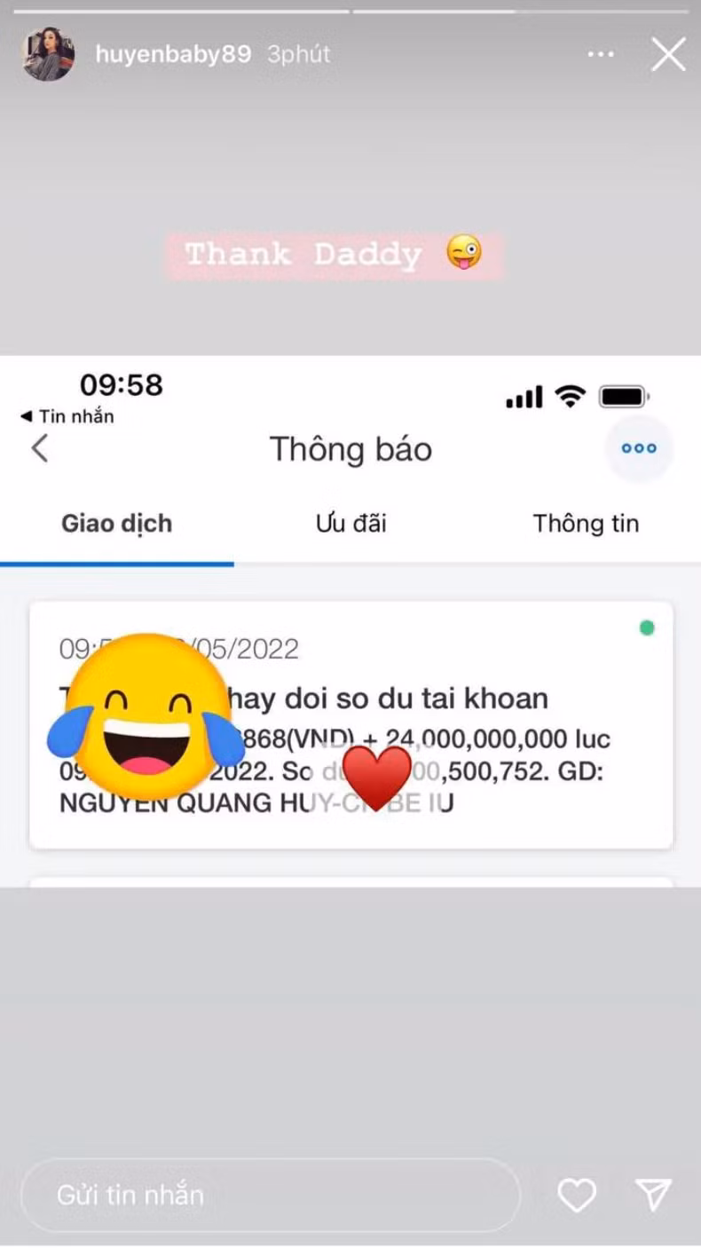 Con số hàng chục tỷ mà chồng Huyền Baby cho cô như cơm bữa khiến cư dân mạng trầm trồ, ngưỡng mộ.