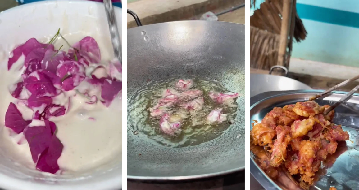 Hình ảnh những bông hoa giấy chiên được chia sẻ trên mạng xã hội thì cộng đồng ăn uống mới biết đến món này nhiều hơn. Ảnh: @minhkhangg05