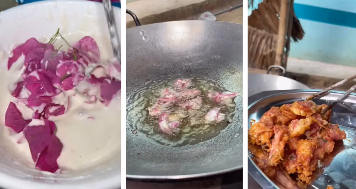 Hình ảnh những bông hoa giấy chiên được chia sẻ trên mạng xã hội thì cộng đồng ăn uống mới biết đến món này nhiều hơn. Ảnh: @minhkhangg05