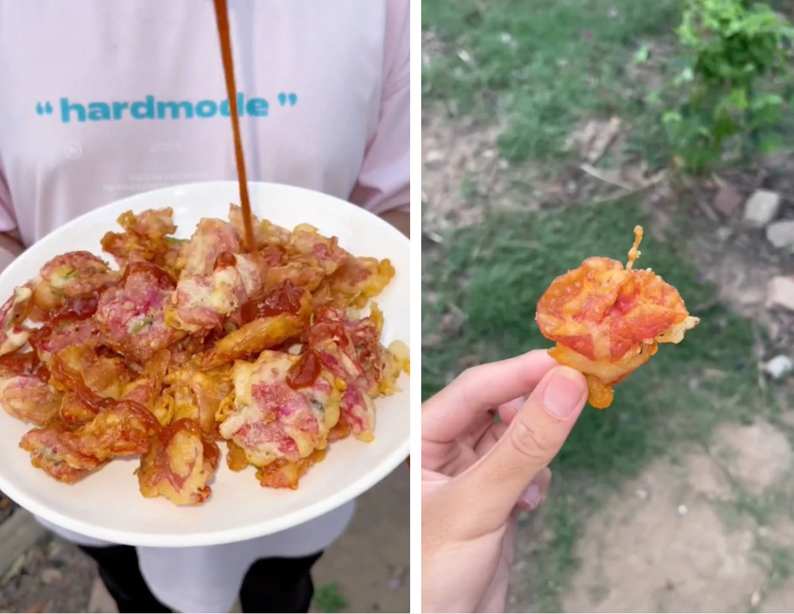 Đặc biệt, hoa giấy chiên giòn cũng là một trong những món ăn vặt nổi tiếng ở Thái Lan. Ảnh: @minhkhangg05