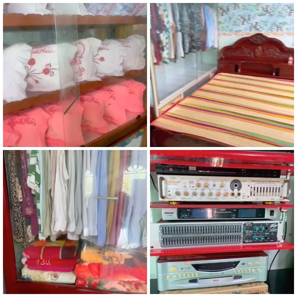 Kể cả phòng phủ cũng được bày biện đẹp mắn, gọn gàng.