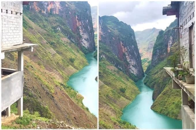 Du khách phải trèo qua một bức tường, đi mon men ven lan can bê tông, rộng khoảng hơn 1m, không rào chắn mới đến được địa điểm này. Ảnh: Beatvn