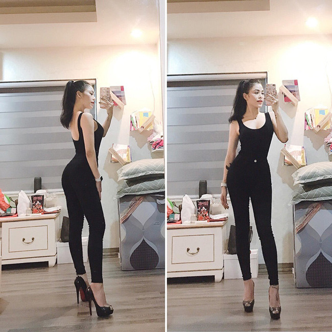 Body gợi cảm của cô nàng được phô diễn với các trang phục thời trang hiện đại.